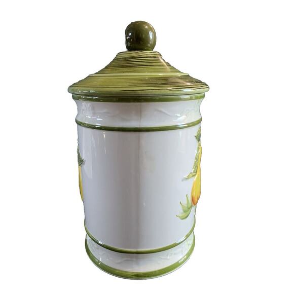 Retro Cookie Jar 1960’s 70's Apple Pear Design Art Deco Kitchen Decor Fruit MCM - Picture 4 of 16